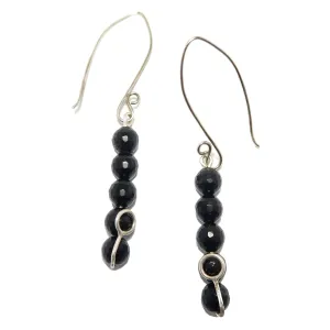 Black Tourmaline Earrings Glitter Sterling