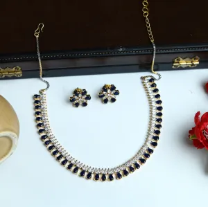 Blue Zircon/AD Necklace Set 11323-7325