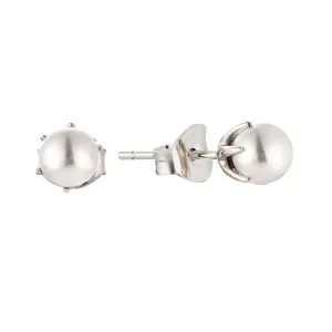 Brand Avenue Silver Birthstone Earrings Jun/Pearl 5mm