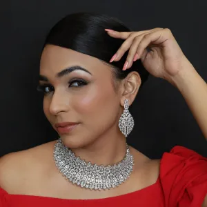 Bridal Silver Plated Zircon/AD Choker Set 9005-3213