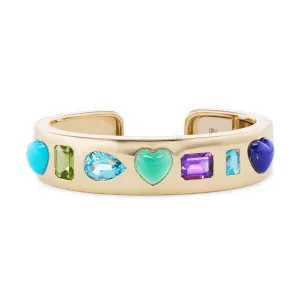 Candy Cuff with Blue, Green and Purple Gemstones