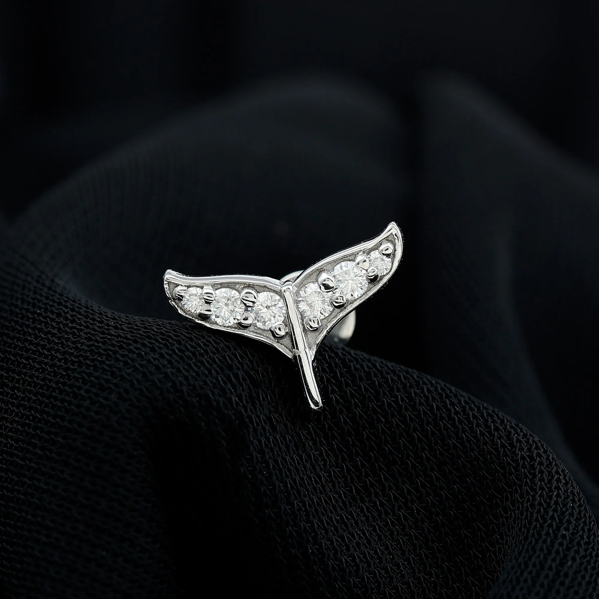 Certified Diamond Dolphin Tail Helix Earring
