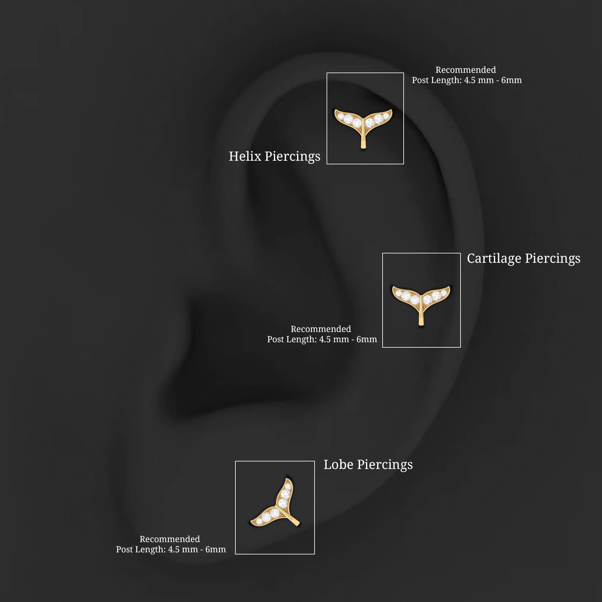 Certified Diamond Dolphin Tail Helix Earring