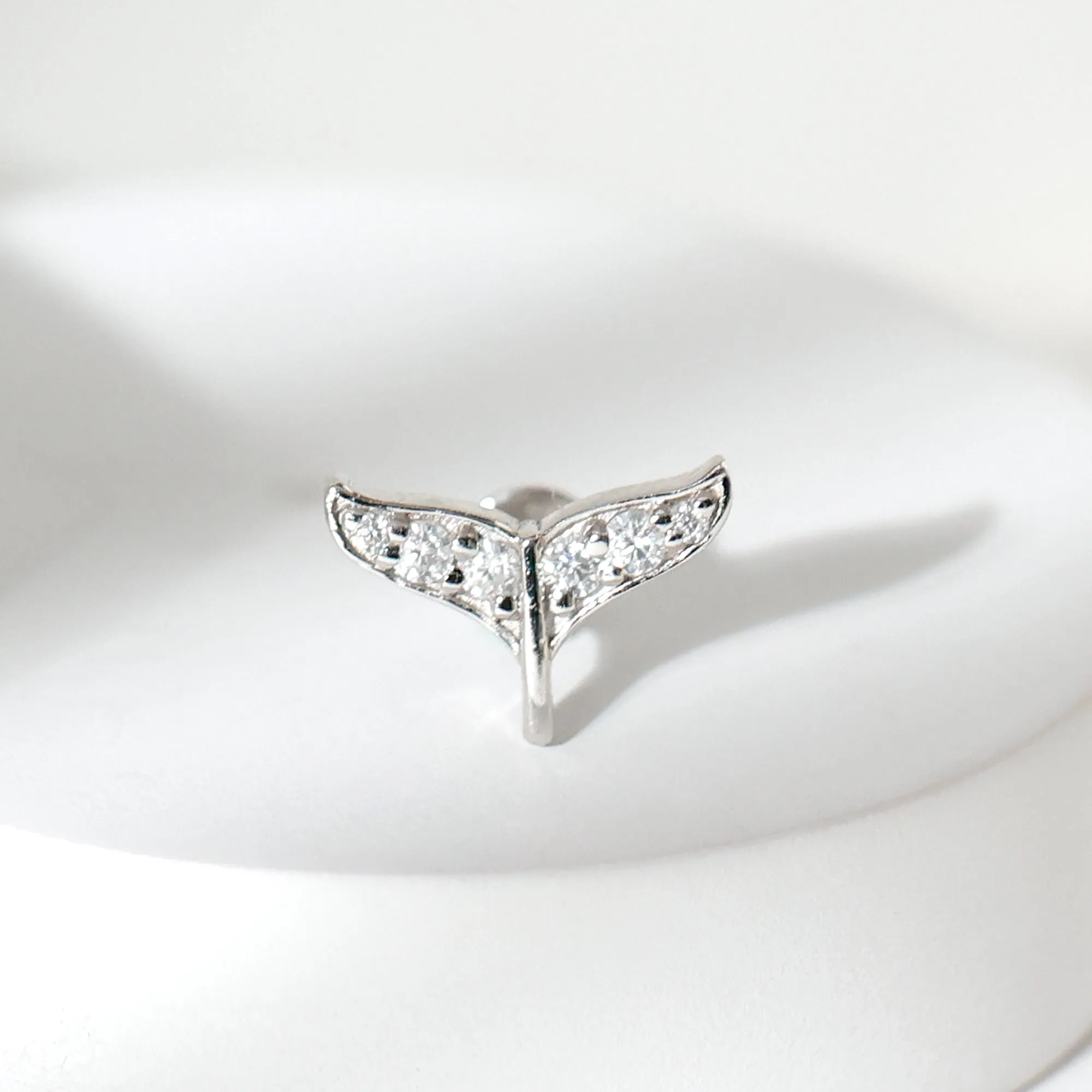 Certified Diamond Dolphin Tail Helix Earring