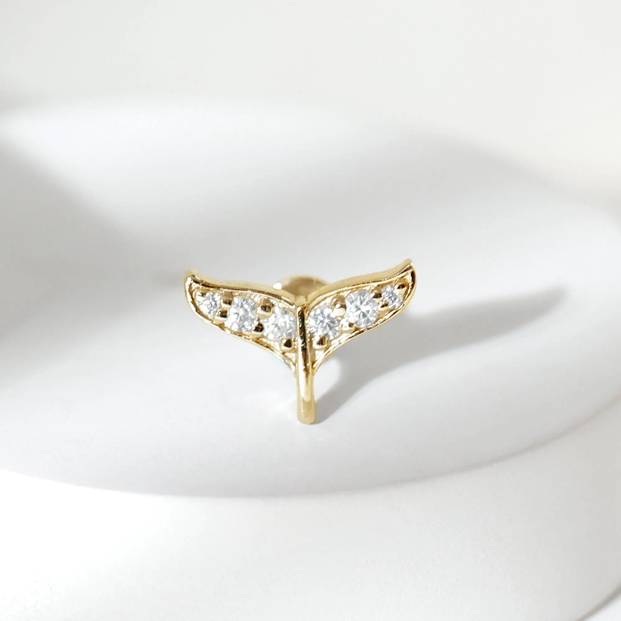 Certified Diamond Dolphin Tail Helix Earring