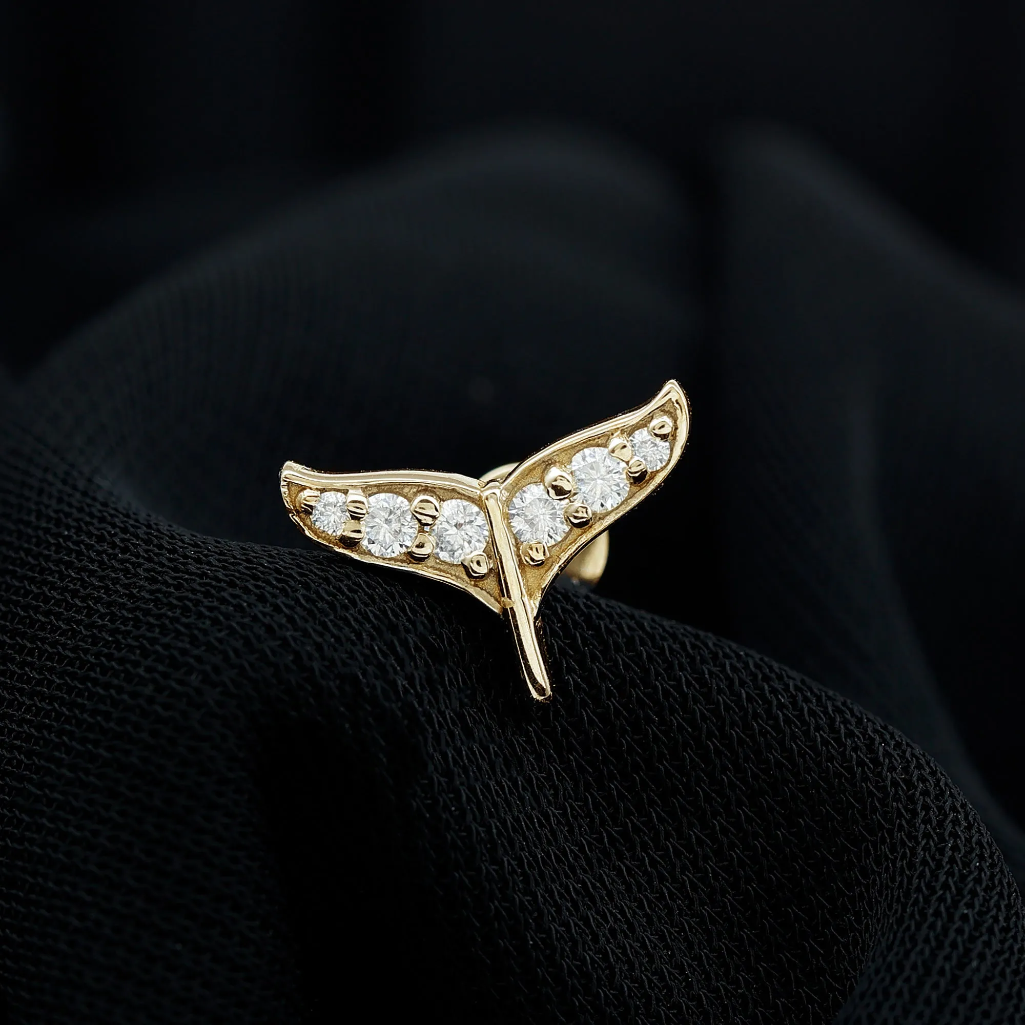 Certified Diamond Dolphin Tail Helix Earring