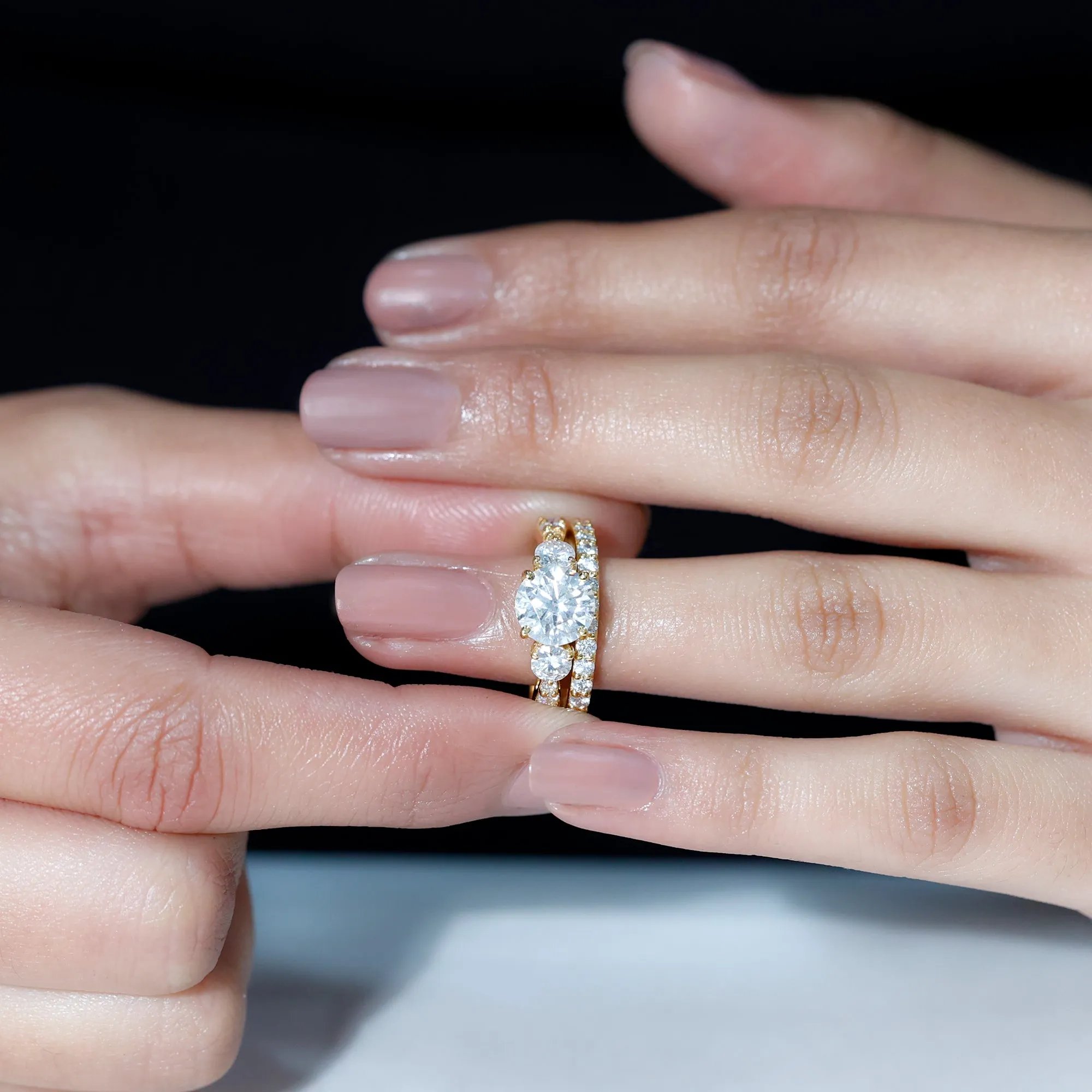 Classic Certified Moissanite Bridal Ring Set