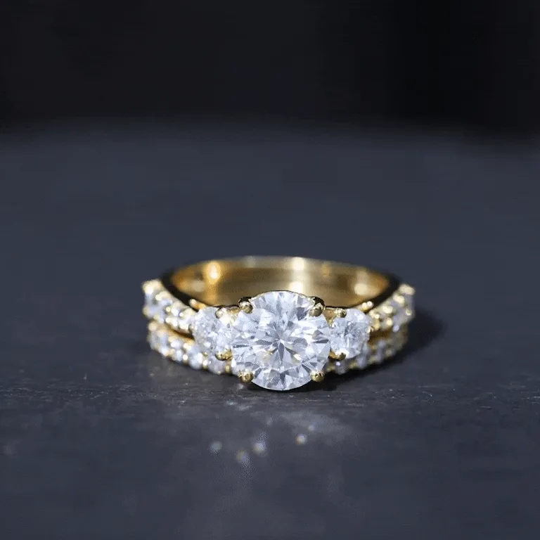 Classic Certified Moissanite Bridal Ring Set