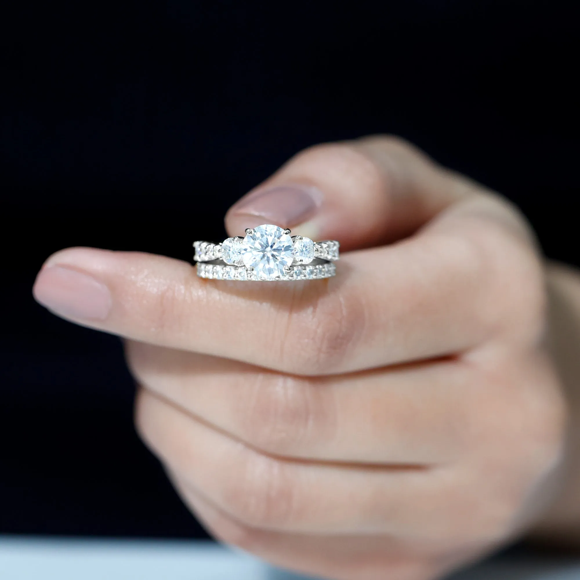 Classic Certified Moissanite Bridal Ring Set