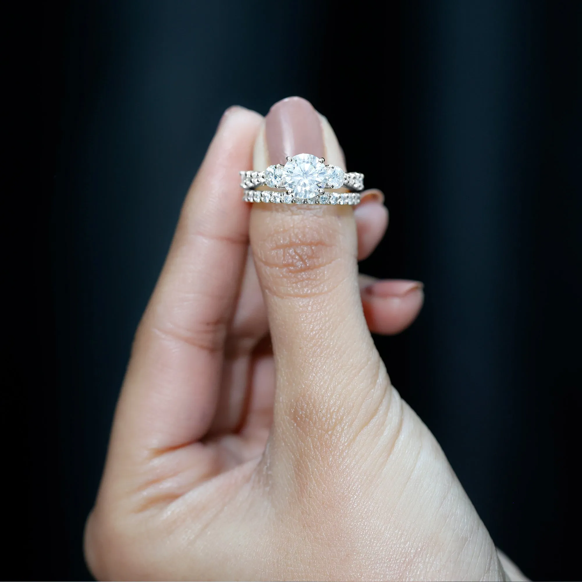 Classic Certified Moissanite Bridal Ring Set