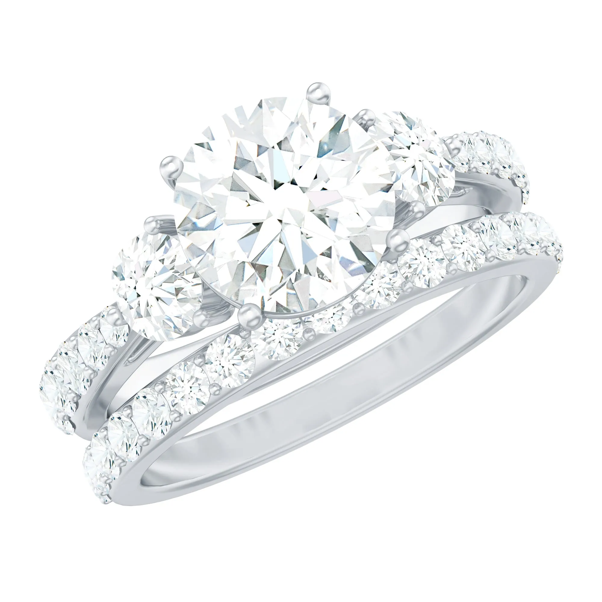 Classic Certified Moissanite Bridal Ring Set