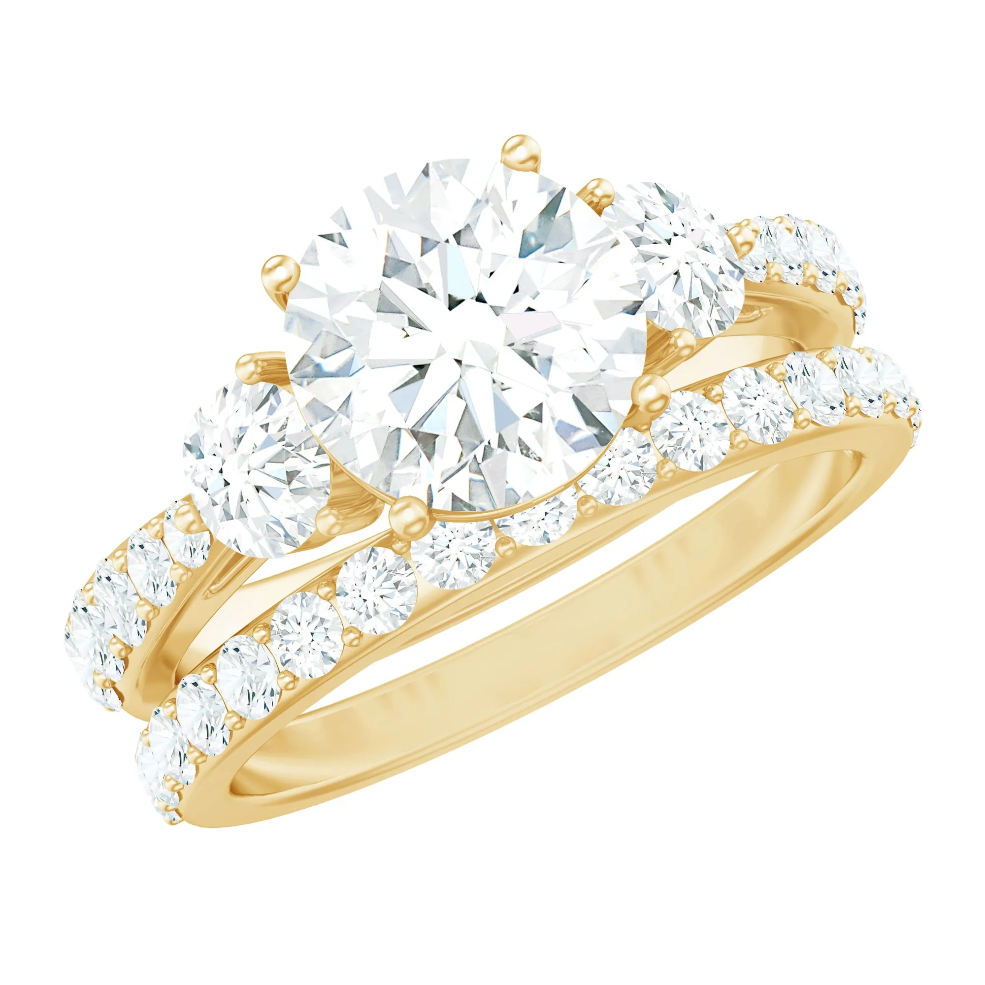 Classic Certified Moissanite Bridal Ring Set