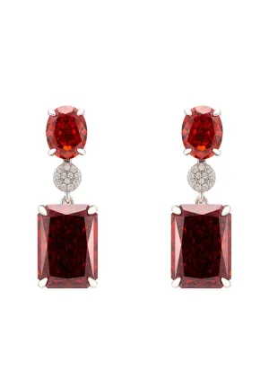 Constance Drop Earrings Silver Garnet