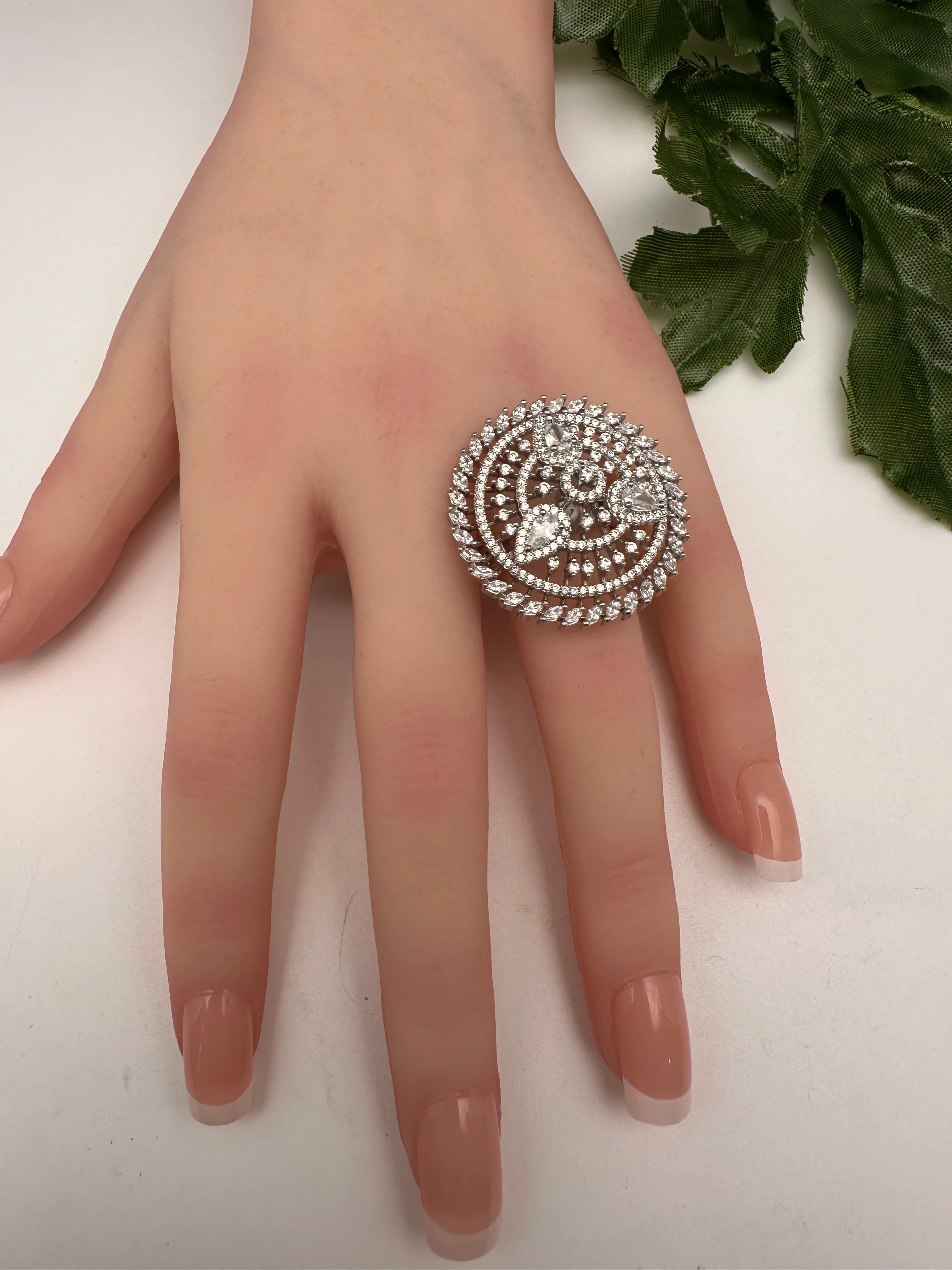 CZ Adjustable Color Cocktail Ring