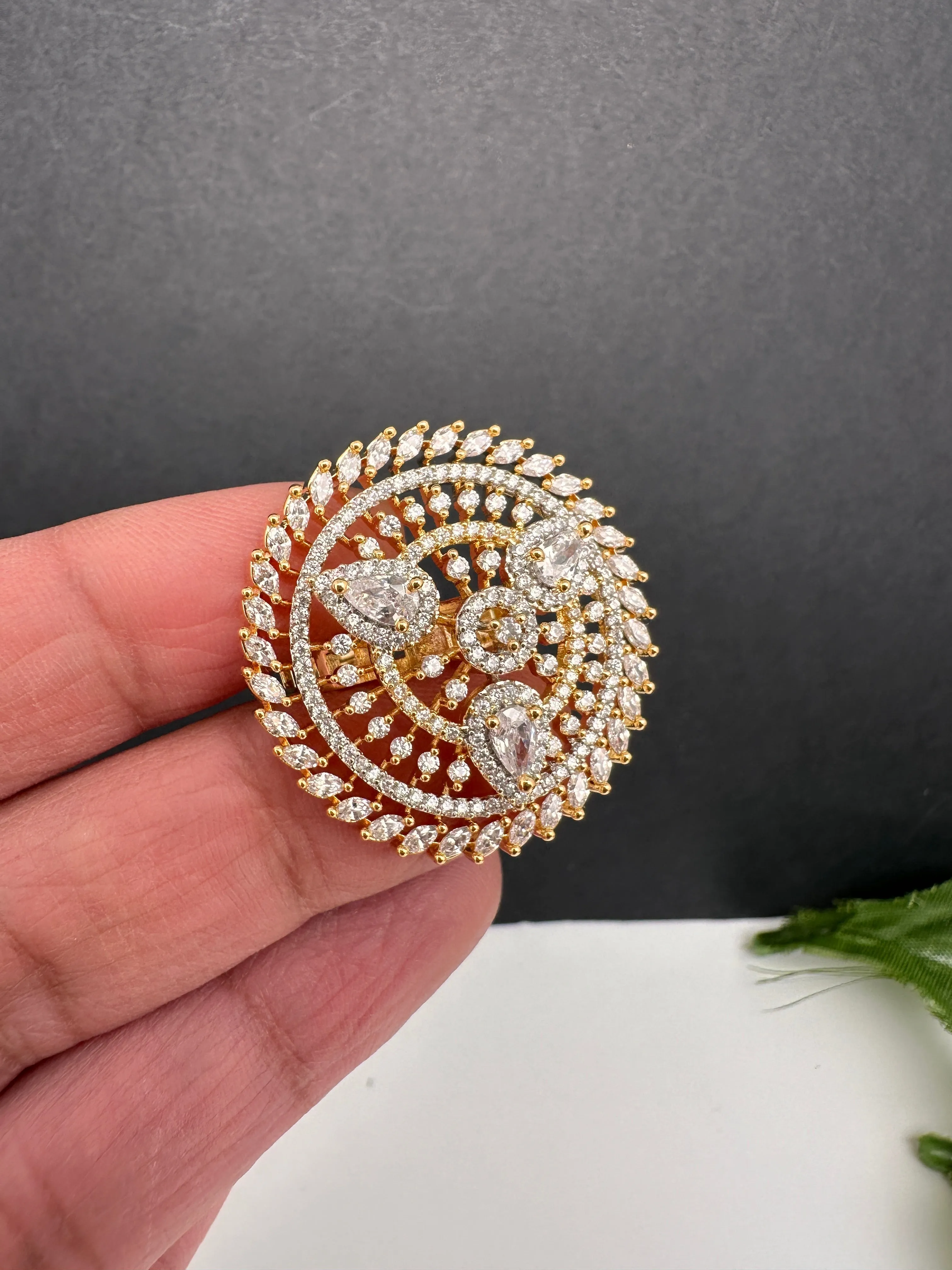 CZ Adjustable Color Cocktail Ring