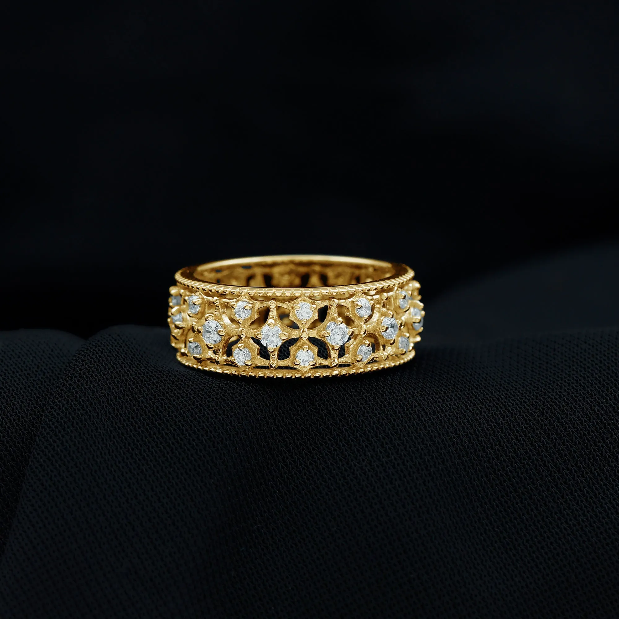 Designer Moissanite Wedding Band Ring