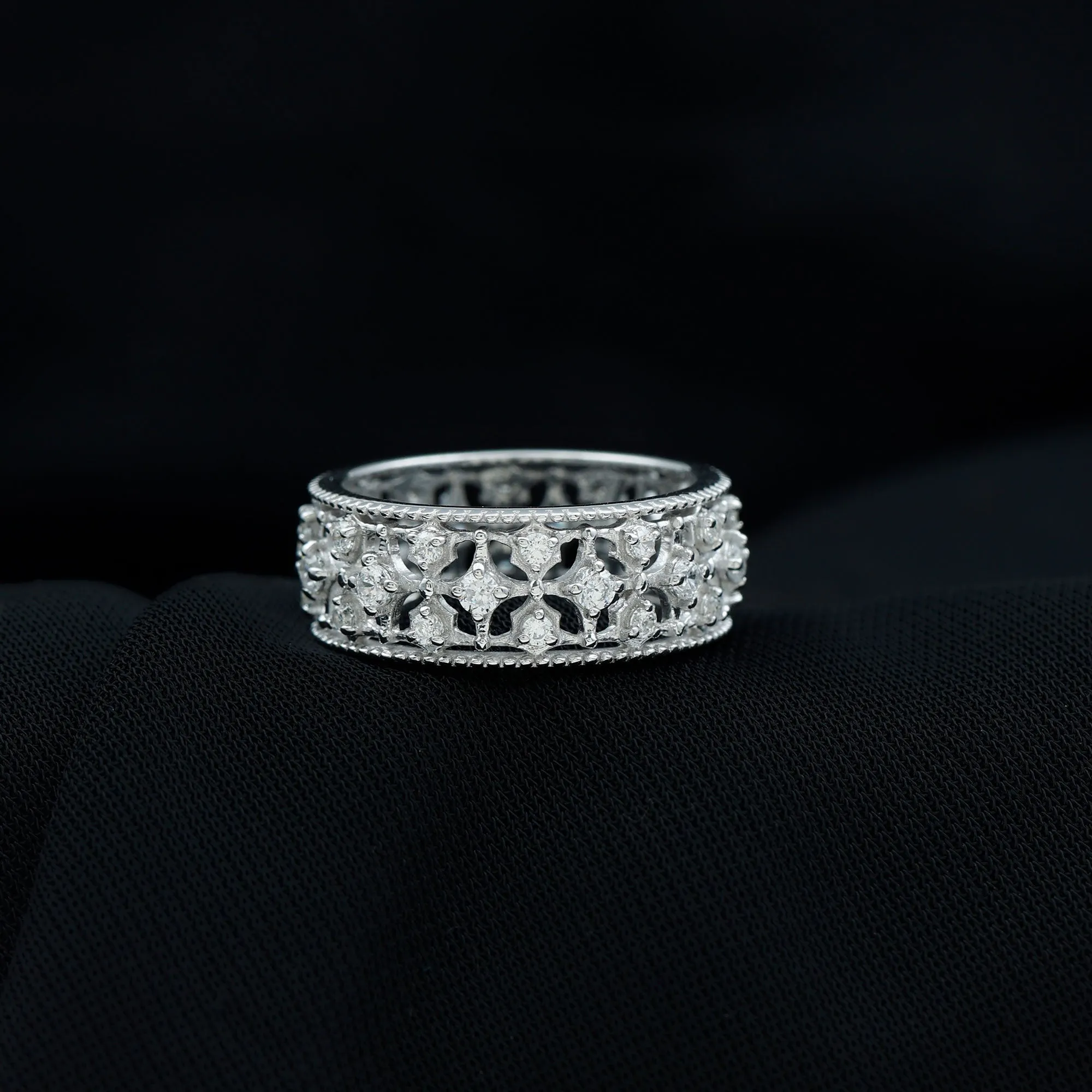 Designer Moissanite Wedding Band Ring
