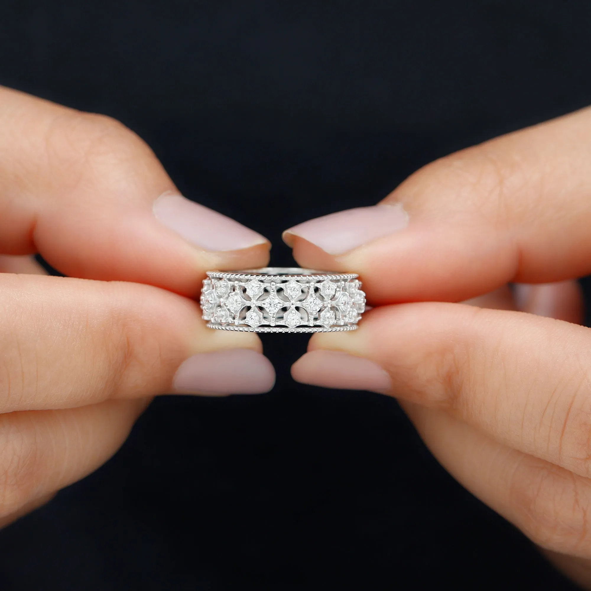 Designer Moissanite Wedding Band Ring