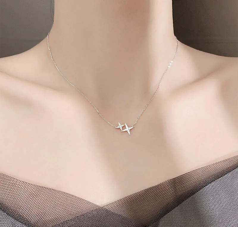 Diamante Two Star Necklace