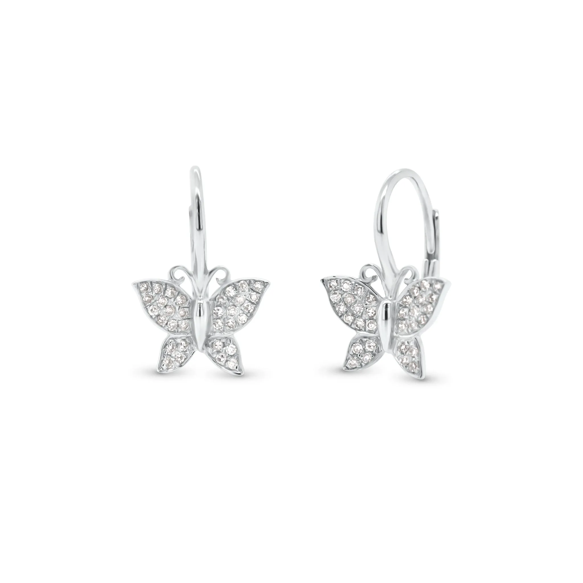 Diamond Butterfly Lever-Back Earrings