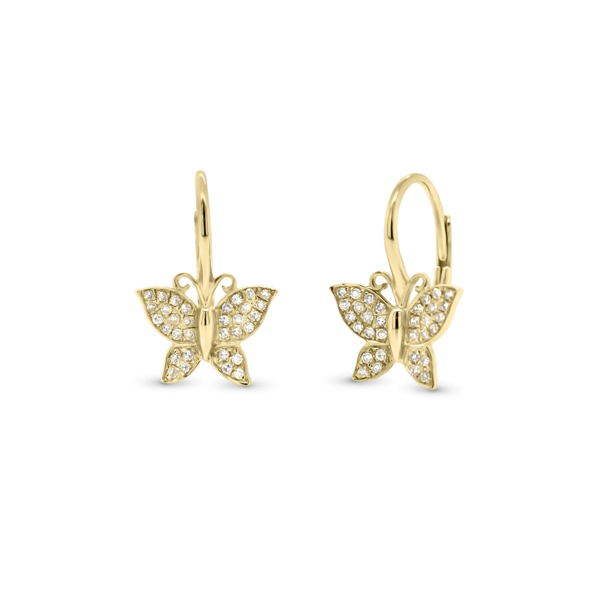 Diamond Butterfly Lever-Back Earrings