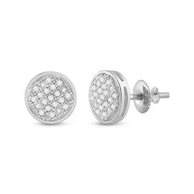 Diamond Earrings 10k Gold Circle Screw back