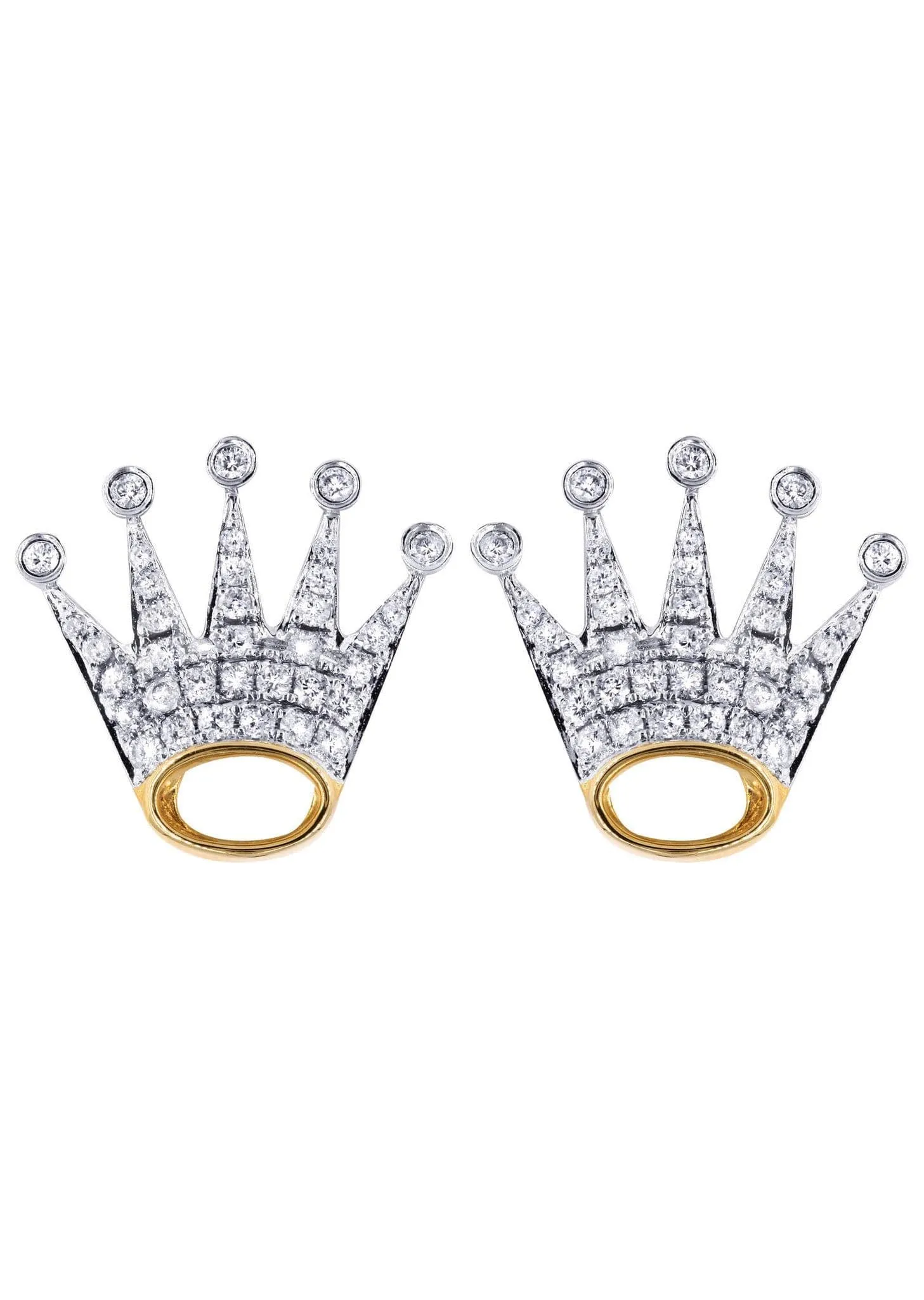 Diamond Earrings For Men |  14K Yellow Gold  | 0.87 Carats