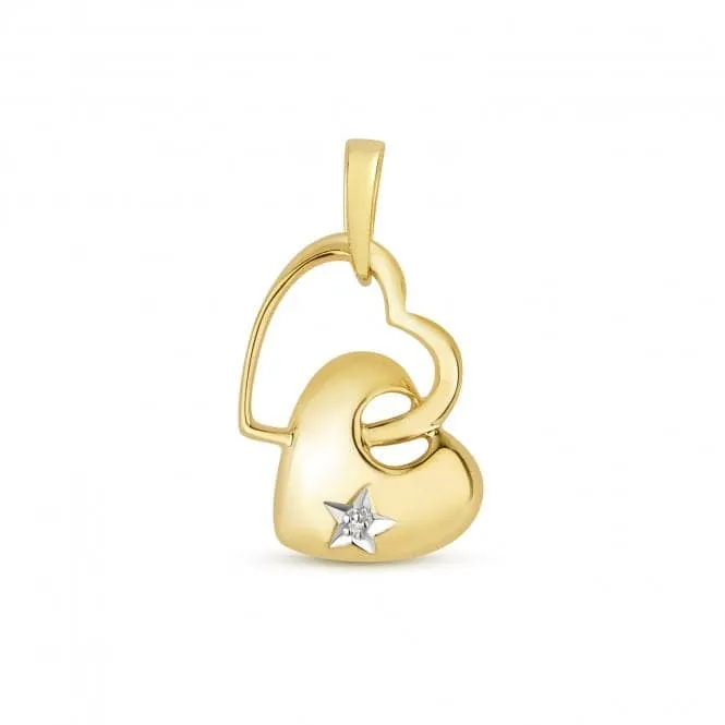Diamond Jewellery 9ct Gold Diamond Heart Star Set Pendant PD108