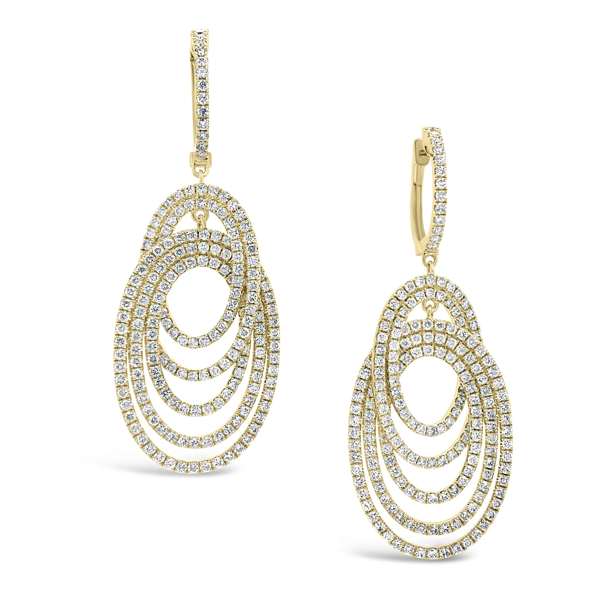 Diamond Multi-Hoop Dangle Earrings