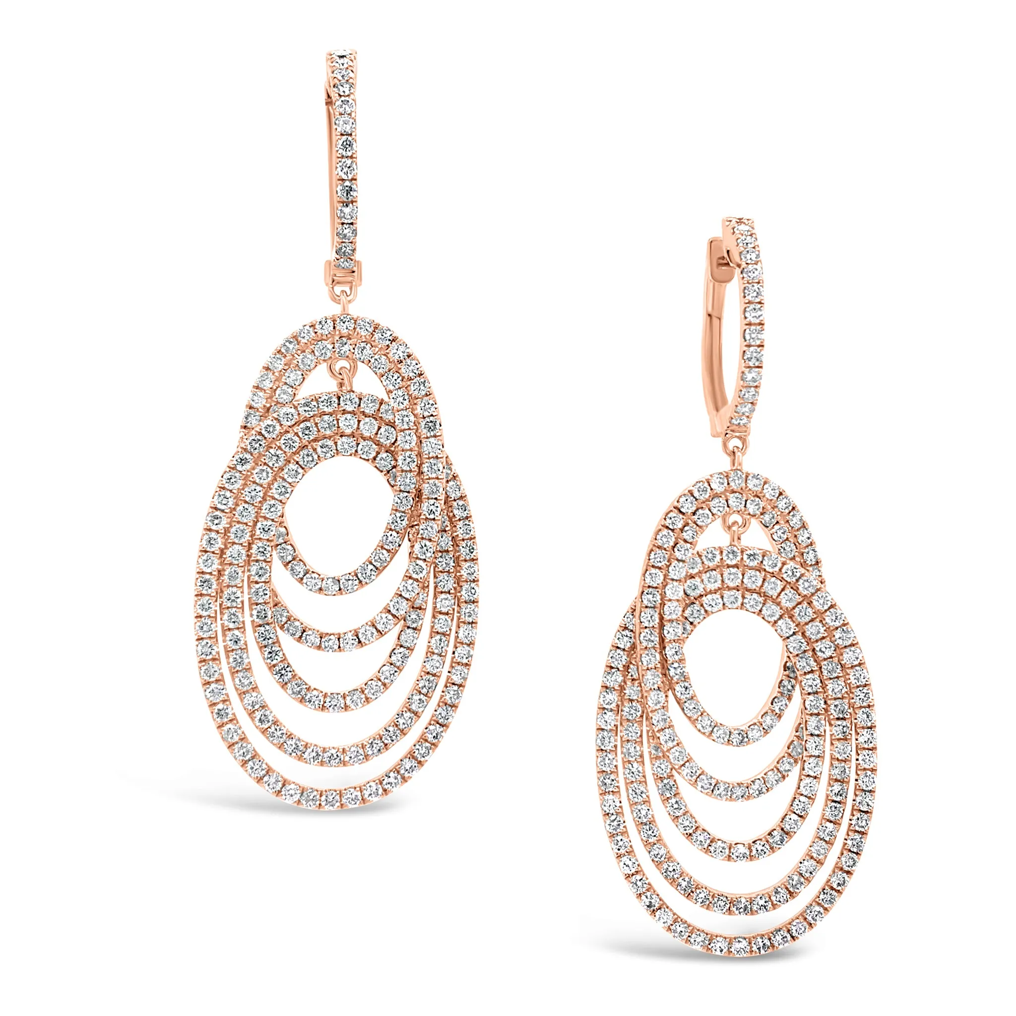 Diamond Multi-Hoop Dangle Earrings