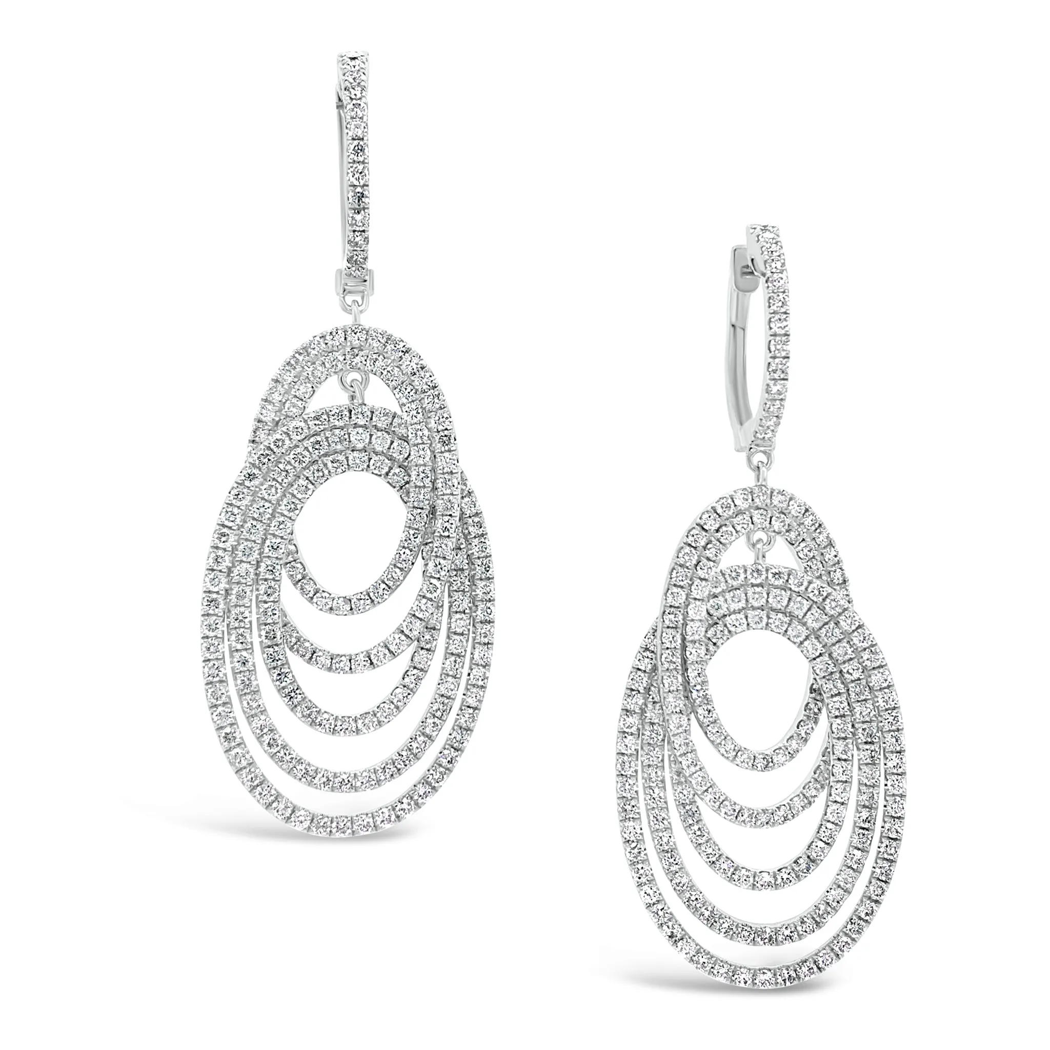 Diamond Multi-Hoop Dangle Earrings