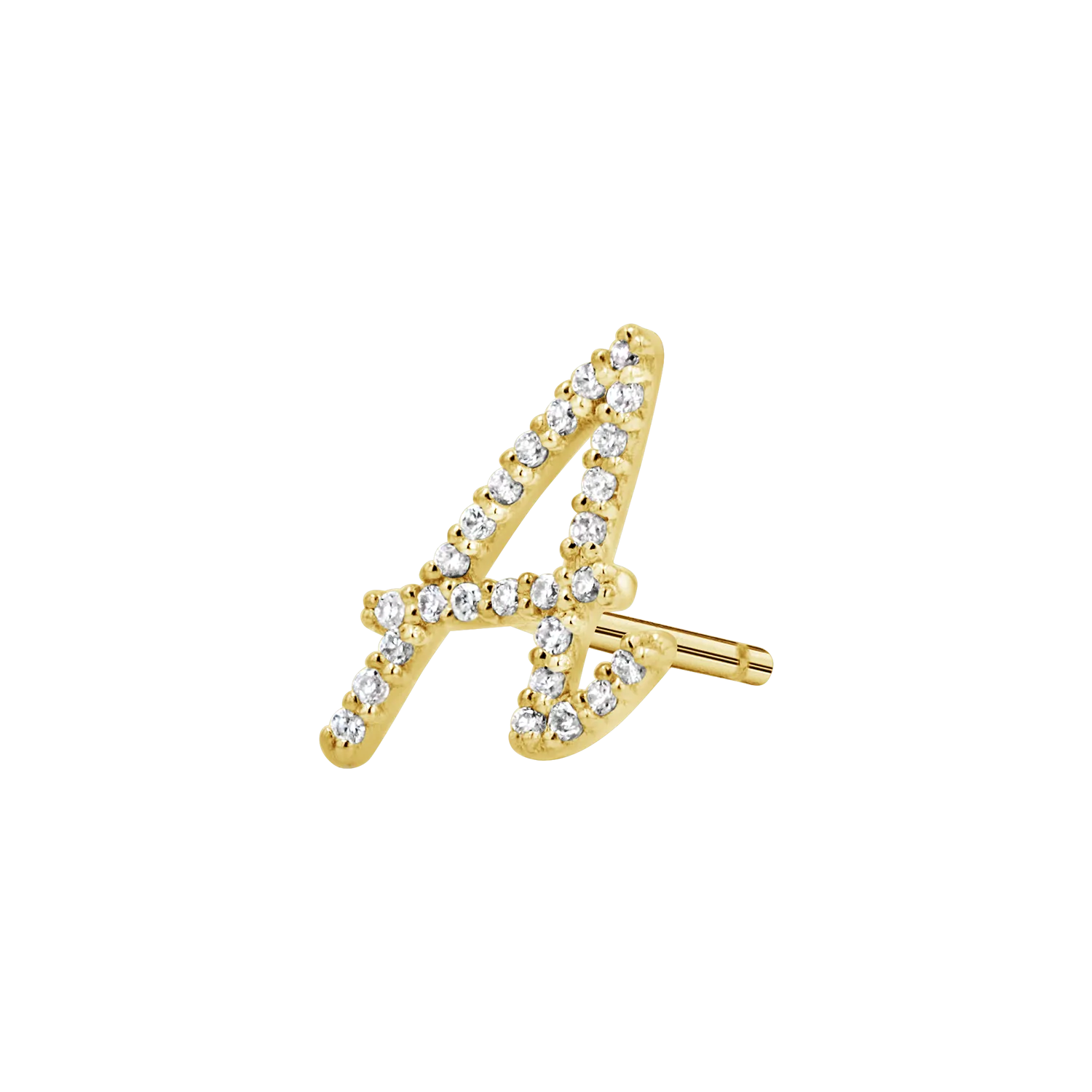 Diamond Pave Script Letter Stud