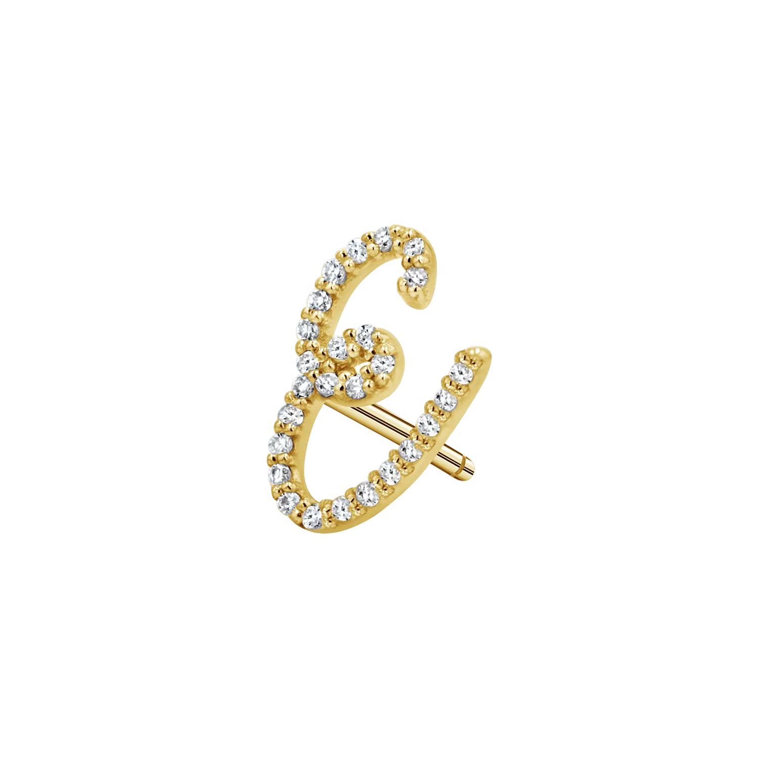 Diamond Pave Script Letter Stud