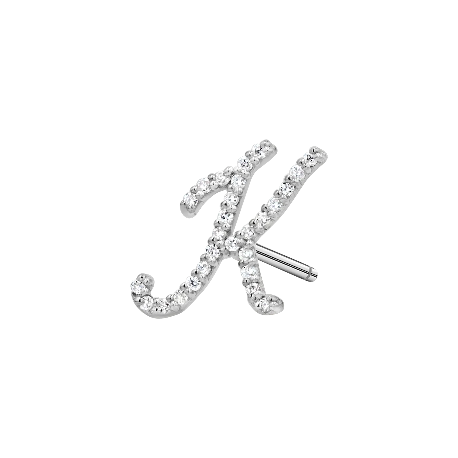 Diamond Pave Script Letter Stud