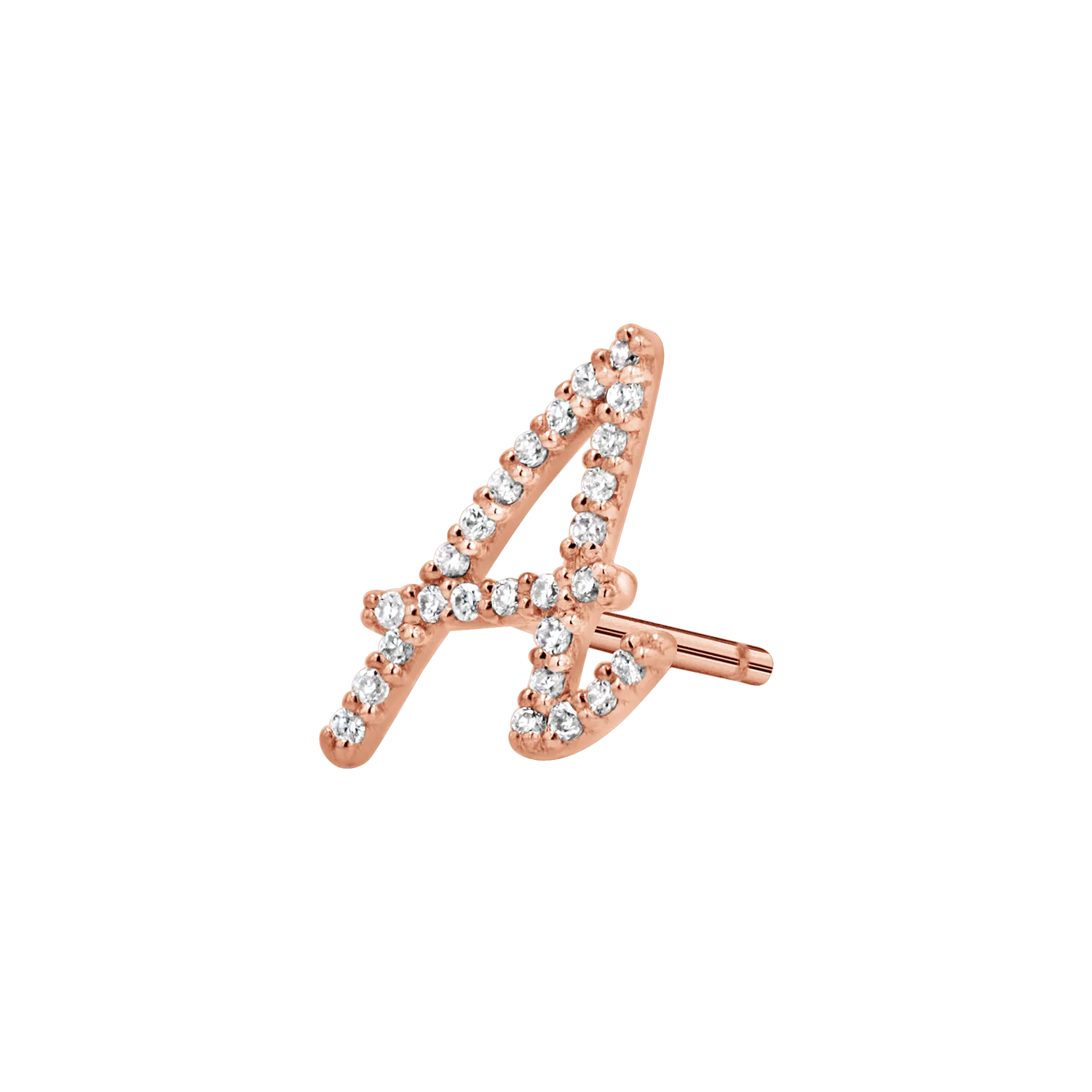 Diamond Pave Script Letter Stud