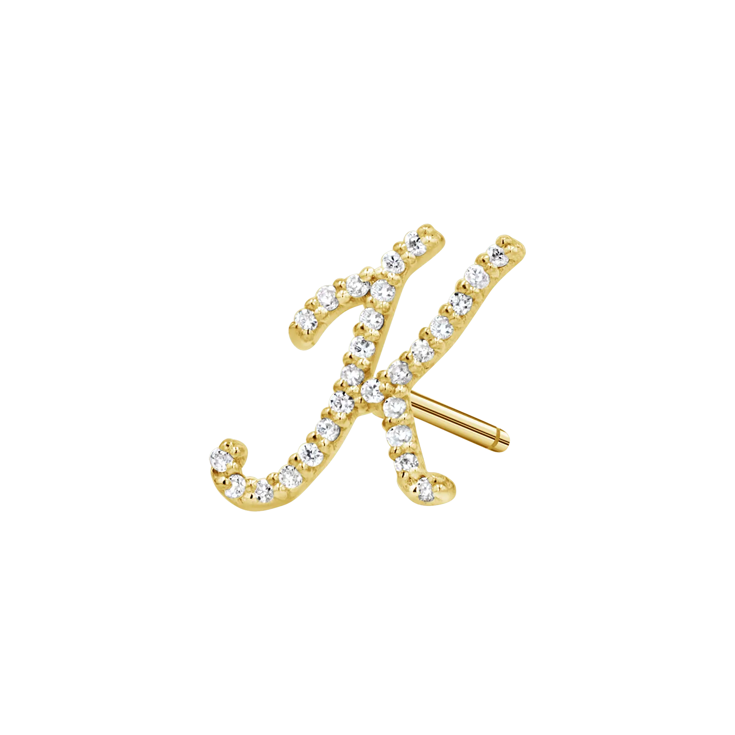 Diamond Pave Script Letter Stud