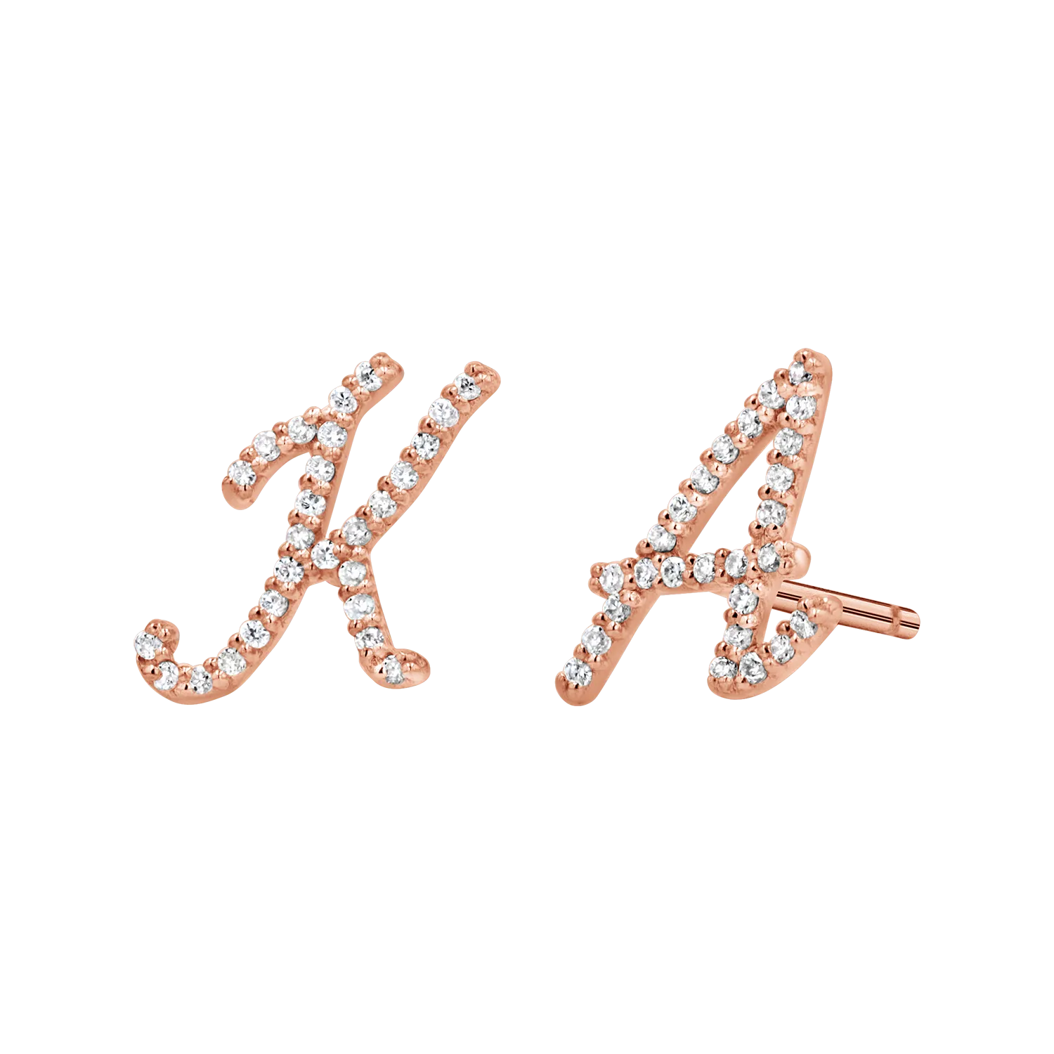 Diamond Pave Script Letter Stud