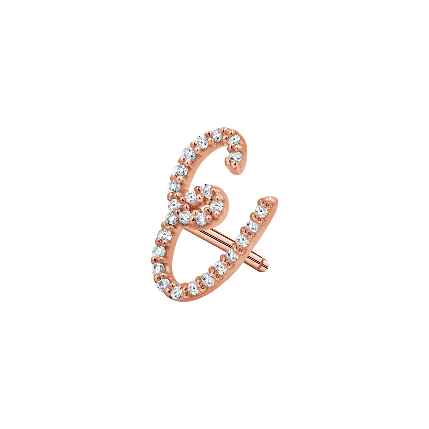 Diamond Pave Script Letter Stud