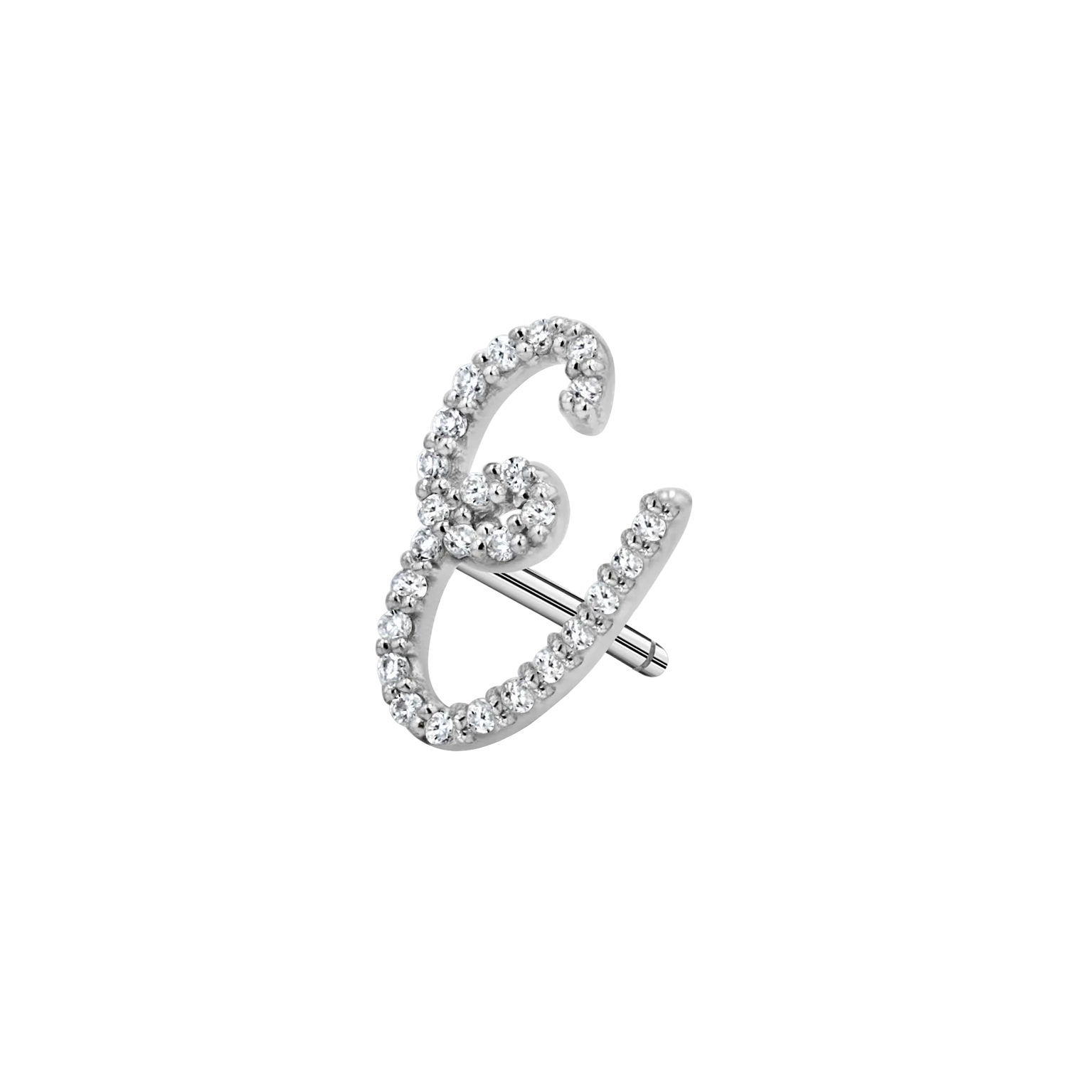 Diamond Pave Script Letter Stud