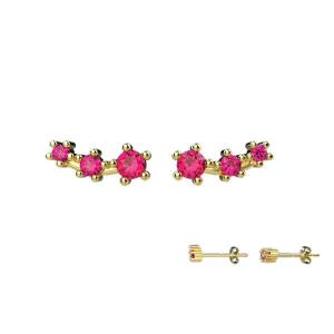 Ear Climber Studs In Ruby Gemstone