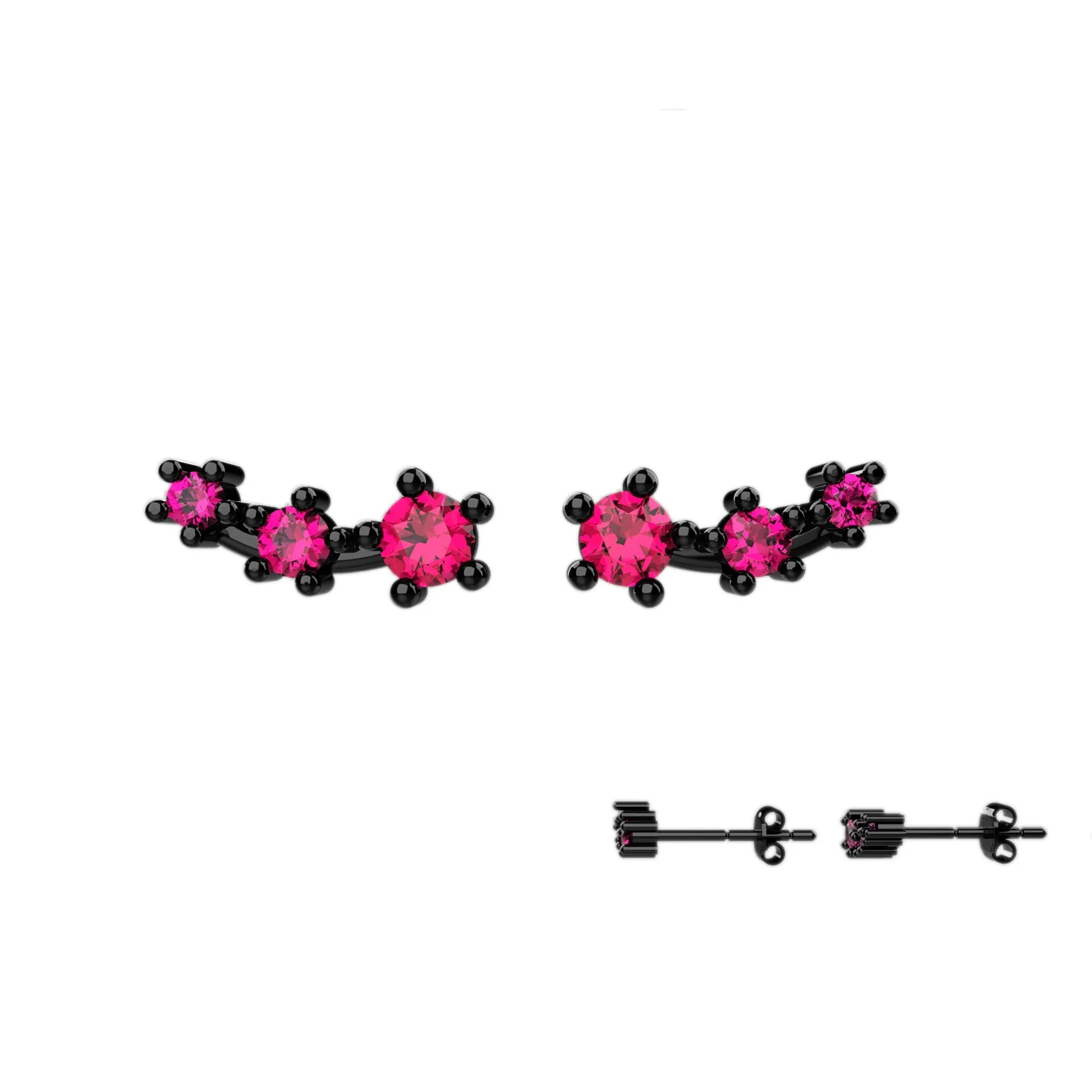 Ear Climber Studs In Ruby Gemstone