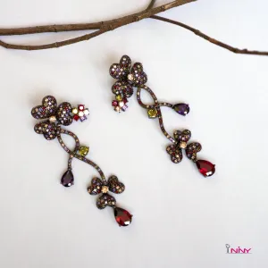 Elaborated Flower Stud Earrings