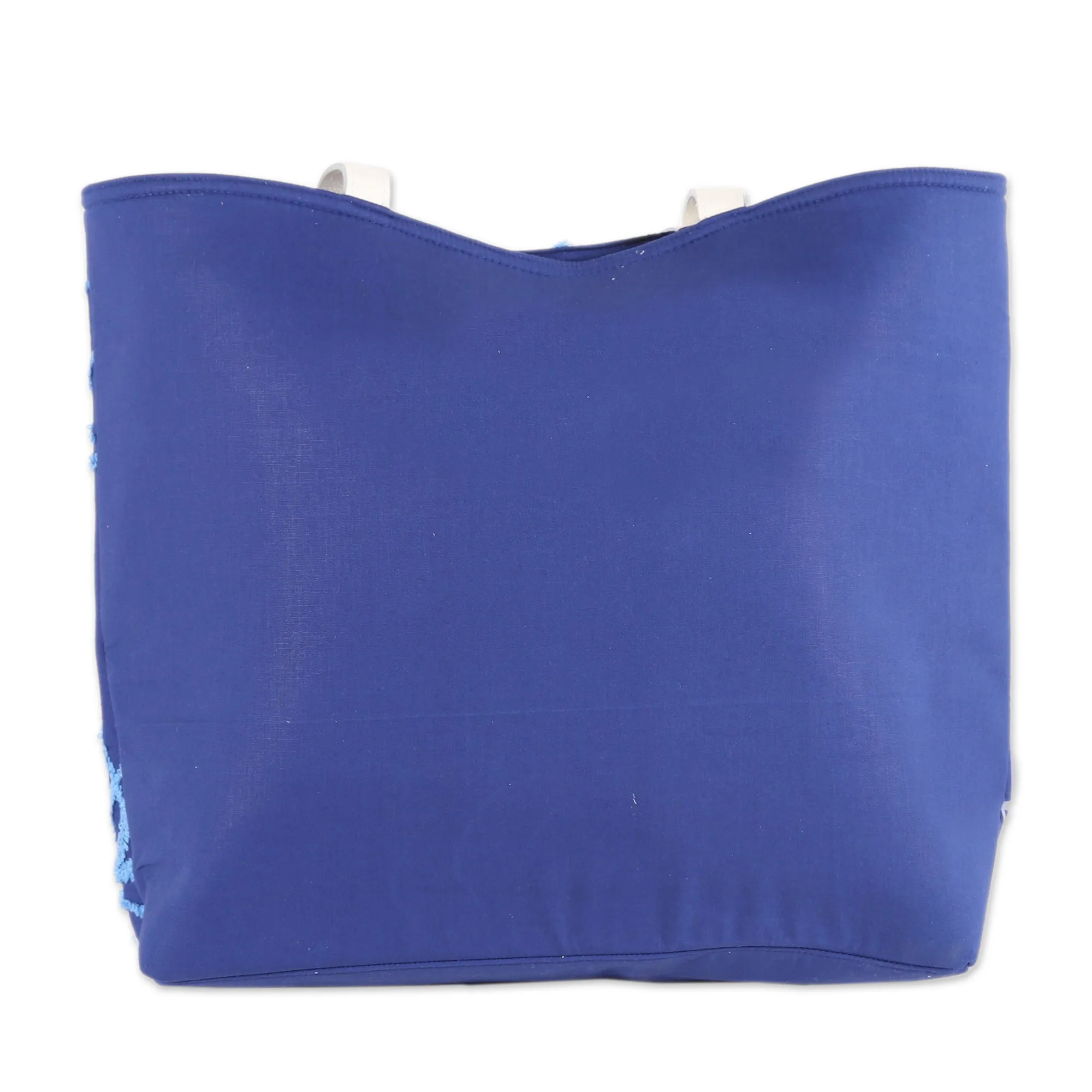 Embroidered Floral Cotton Tote in Lapis from India - Lapis Garden | NOVICA