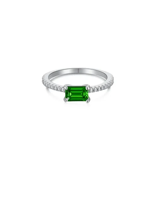 Emerald Silver Cocktail and Engagement Rings 925 Sterling Silver Cubic Zirconia Simulated Diamonds Women’s Jewelry