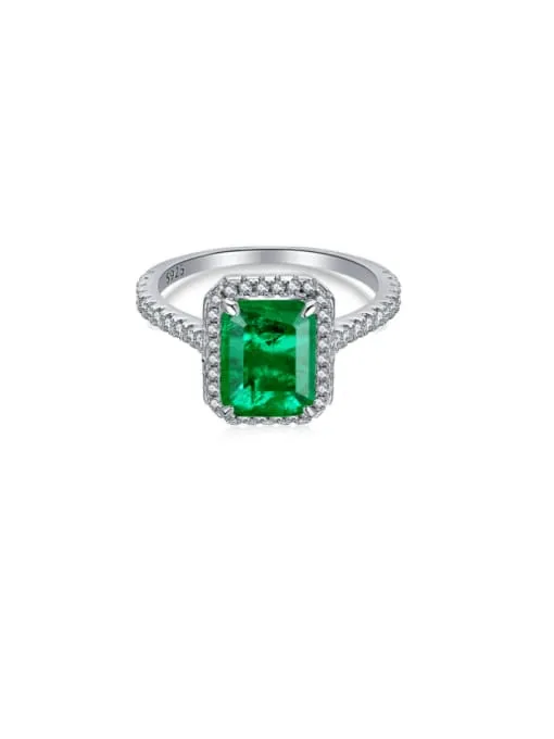 Emerald Silver Cocktail and Engagement Rings 925 Sterling Silver Cubic Zirconia Simulated Diamonds Women’s Jewelry