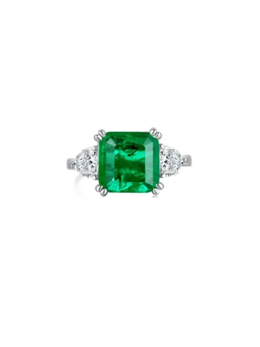 Emerald Silver Cocktail and Engagement Rings 925 Sterling Silver Cubic Zirconia Simulated Diamonds Women’s Jewelry