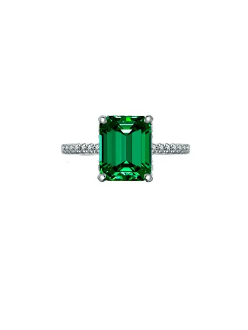 Emerald Silver Cocktail and Engagement Rings 925 Sterling Silver Cubic Zirconia Simulated Diamonds Women’s Jewelry