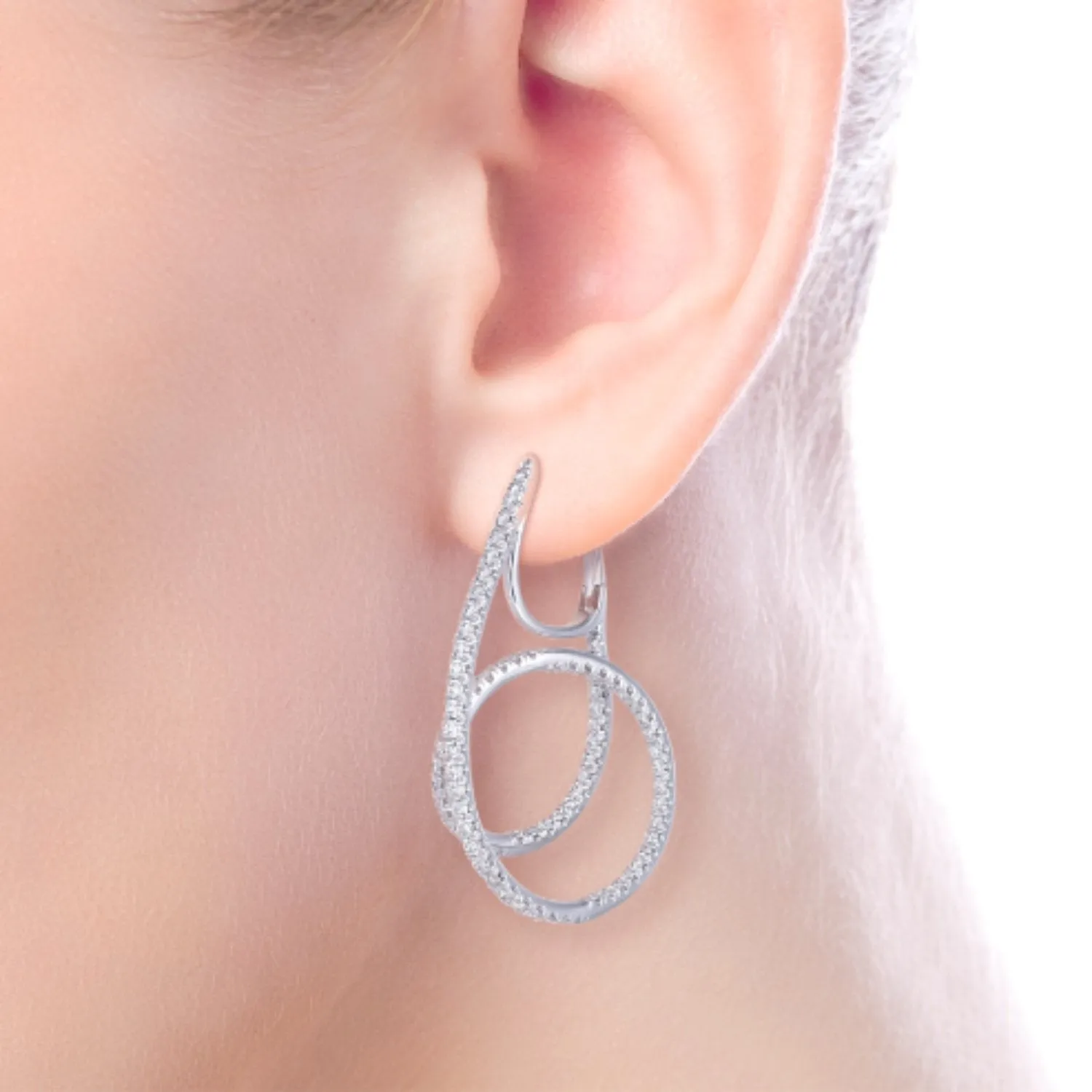 Gabriel & Co. Intricate Twist Hoop Diamond Pave Earrings