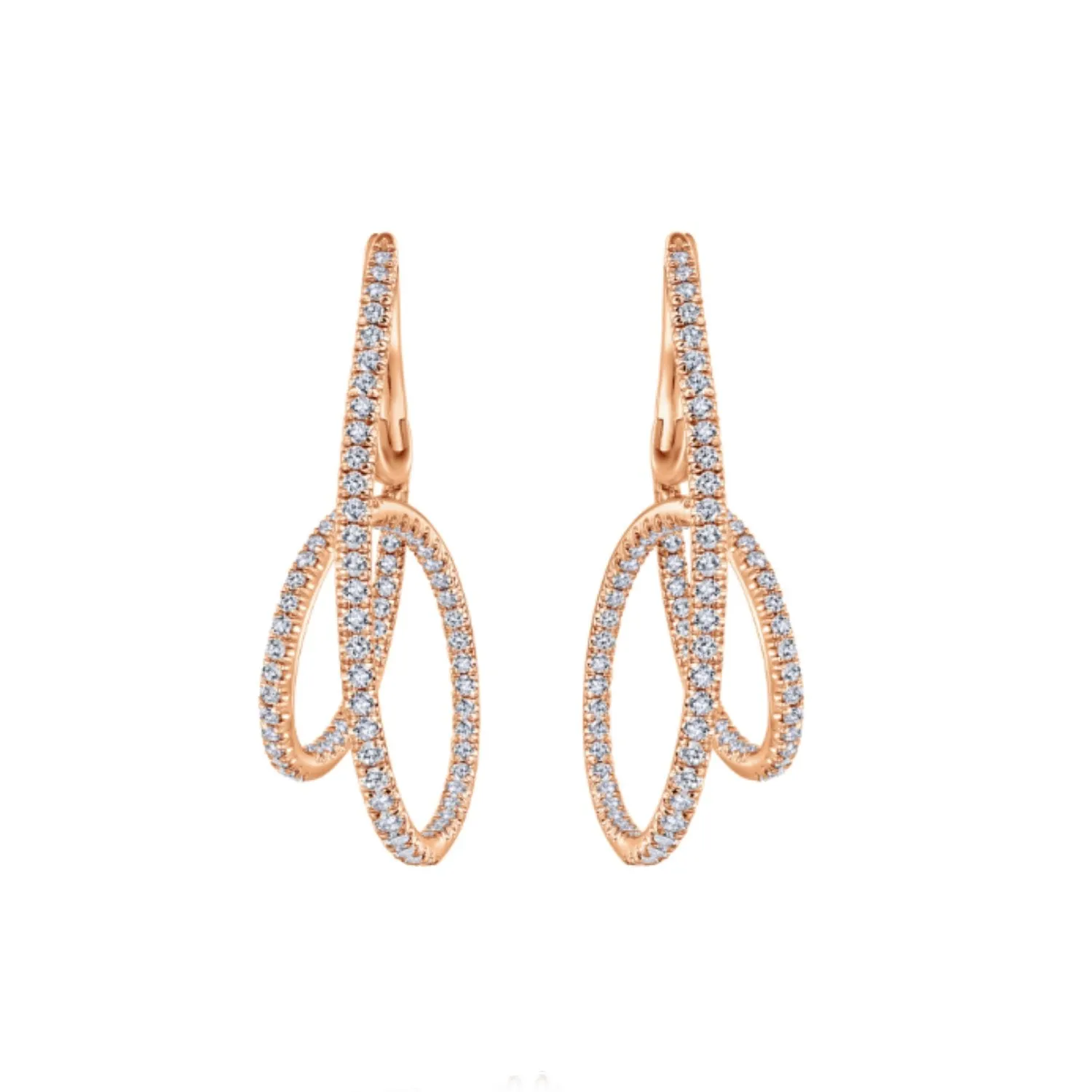 Gabriel & Co. Intricate Twist Hoop Diamond Pave Earrings