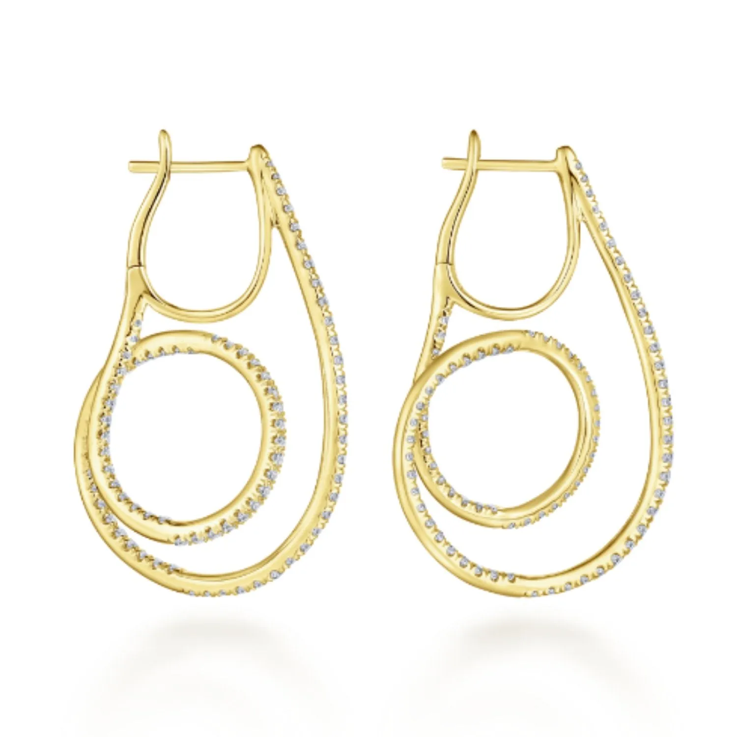 Gabriel & Co. Intricate Twist Hoop Diamond Pave Earrings
